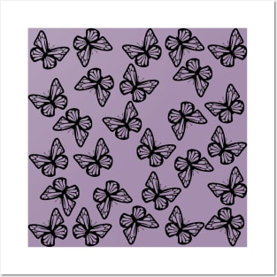 Black Butterflies Pattern Posters and Art